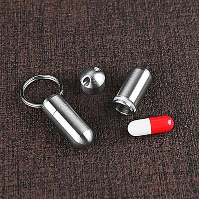 Porte-pilule Haute Dureté Étanchéité Acier Inoxydable Utilisation Large Étanche Boîte à Pilules Porte-clés