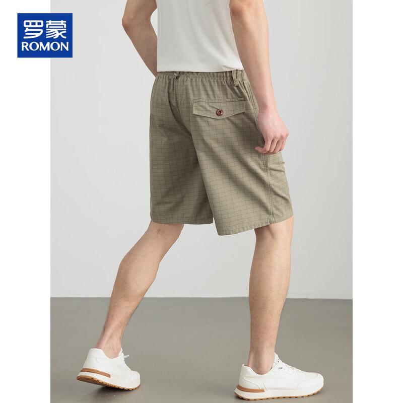 ROMON Men's 100% Cotton Plaid Cargo Bermuda Shorts