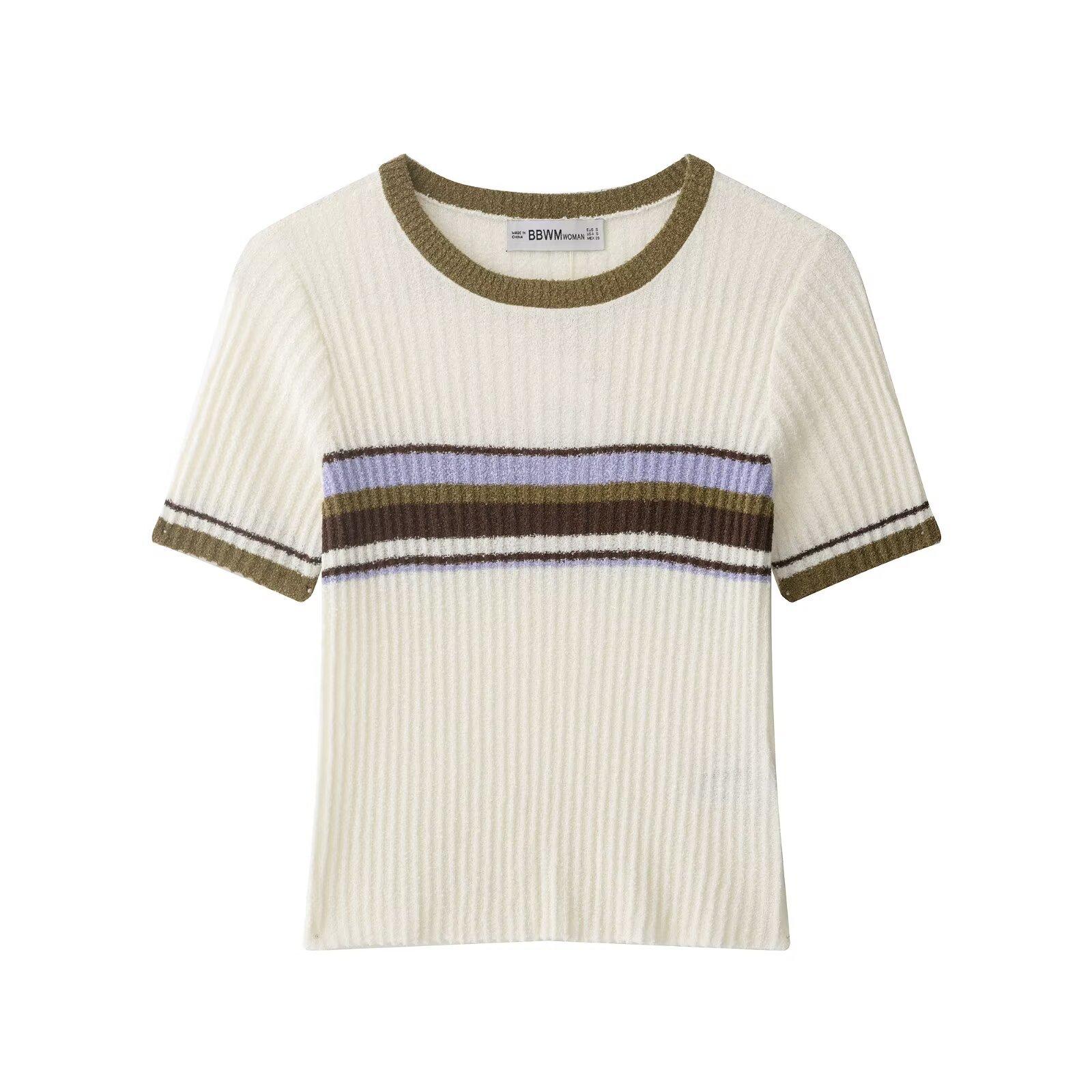 European and American style, new women s fashion, chic and fashionable vacation-style striped top 8779144 S