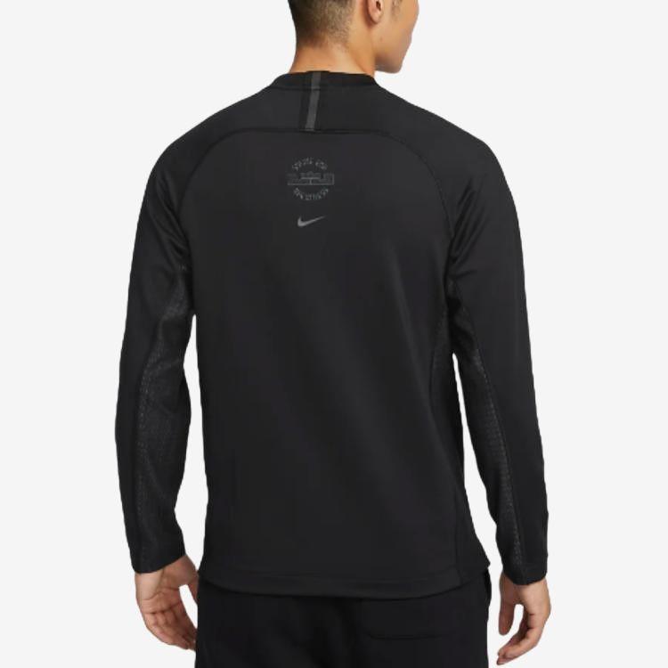 Nike DNA Dri-Fit LeBron Solid Color Quick-Dry Panel Pullover Long Sleeve Basketball Shirt Men tops Black FZ1031-010