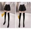 Women's High-Waisted Woolen Bootcut Shorts - A-Line Wide-Leg Black Pants for Fall/Winter 2025