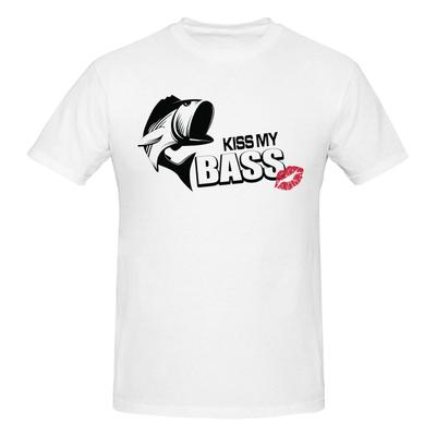 Unisex Fishing Kiss My Bass Funny Meme Retro T Shirt Vintage Oneck Cotton Unisex Clothing