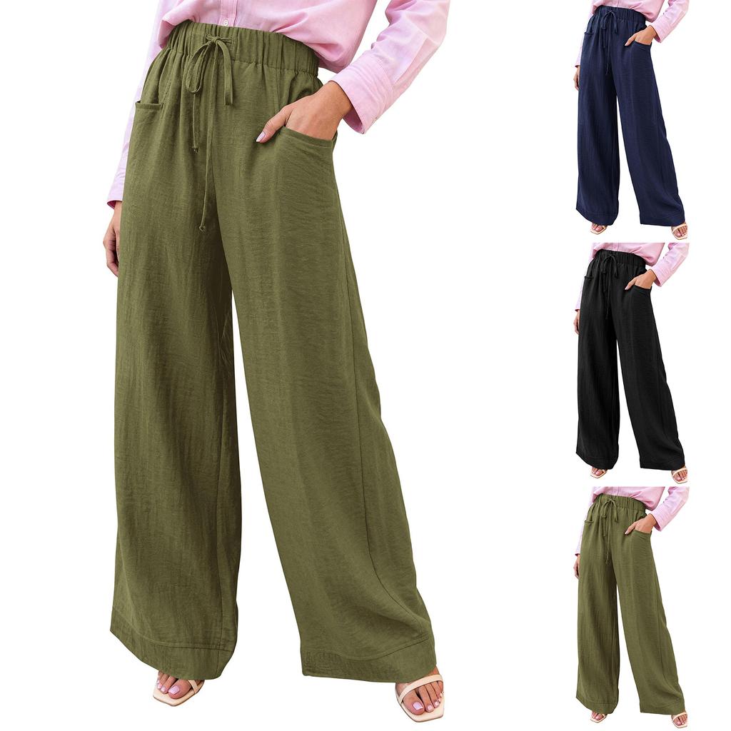 Pantaloni largi casual și la modă pentru femei, colorați, cu buzunare