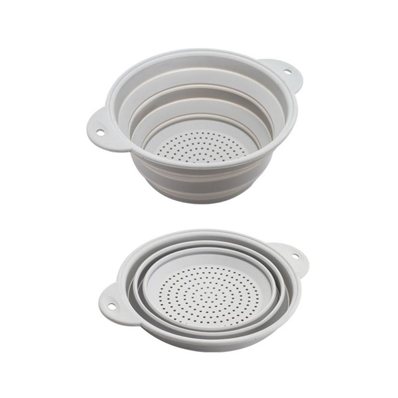 Folding Silicone Drain Basket Fruit Vegetable Washing Basket Foldable Strainer Colander Collapsible Drainer Kitchen