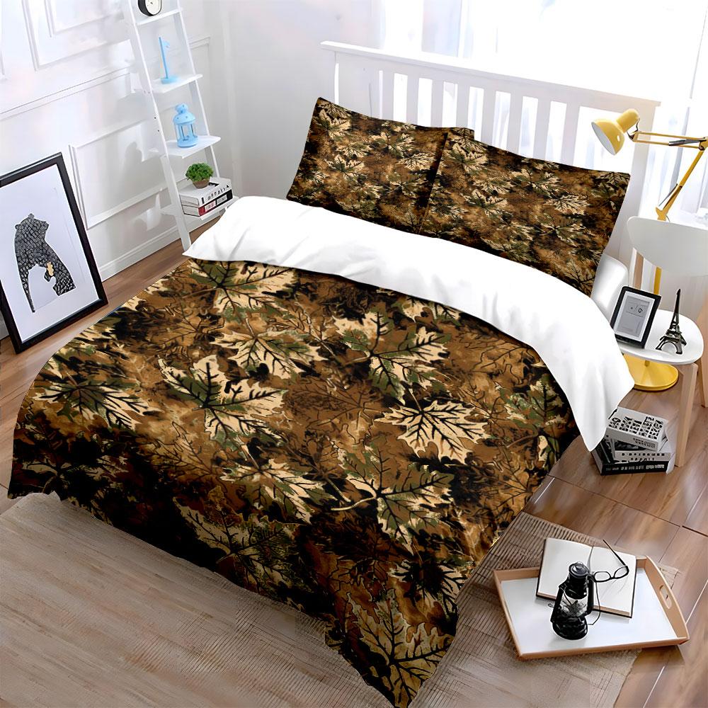 Maple leaves camouflage pattern. Bedding sets Duvet cover sets Duvet covers Pillowcases(1 * Duvet Cover 2 * Pillowcases without duvet insert)