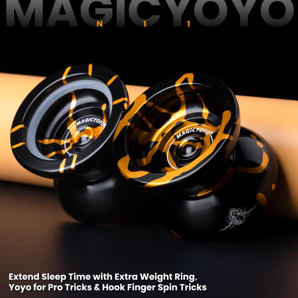 MagicYoYo New Design N11 Alloy Aluminum Professional Yo-yo Unresponsive YoYo Ball (Black With Golden) by MAGICYOYO