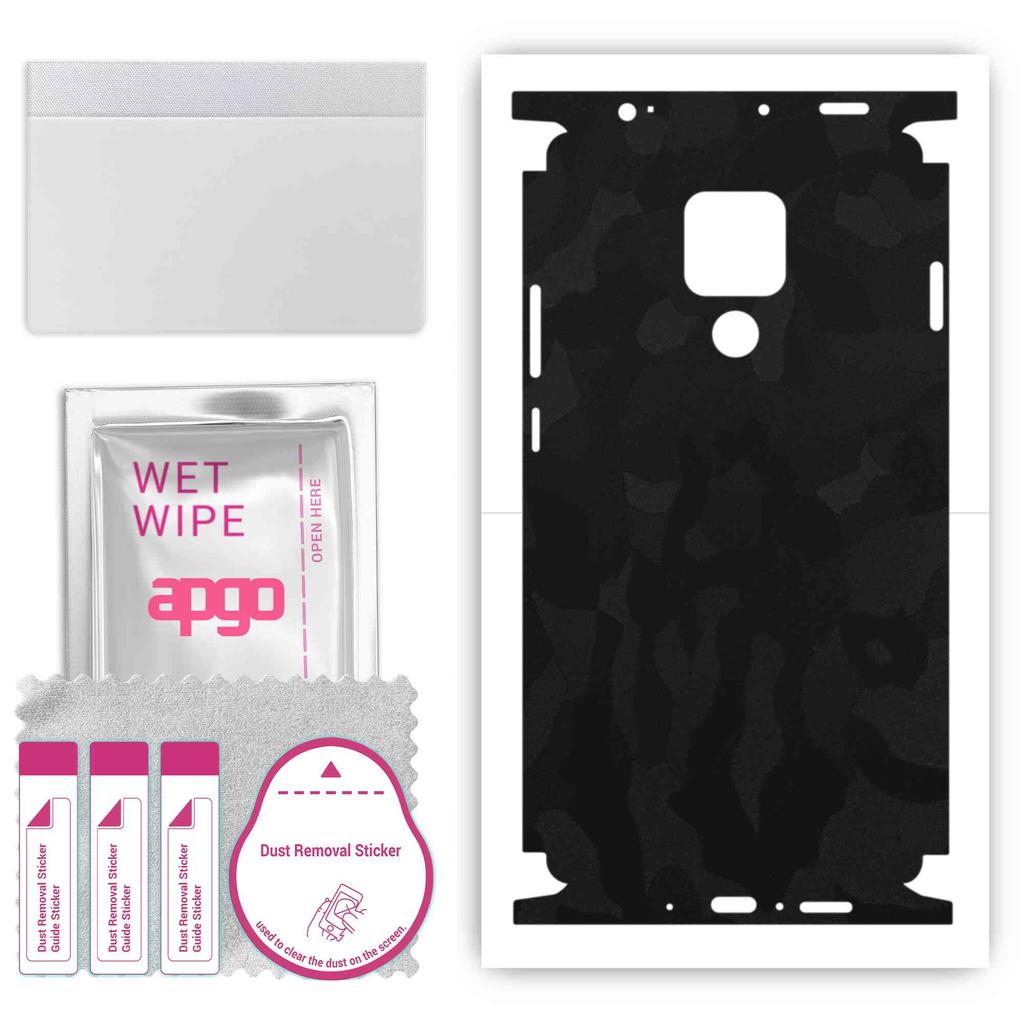 apgo Protective Skin Sticker for the Back+sides Compatible with Huawei Mate 20 X, Full Wrap Film, Foil, Vinyl - Pattern Black Camo