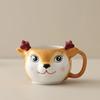 Elk Santa Claus Coffee Drink Mug Ceramic Stacked Cups Cute Cartoon Snowman Mugs Gingerbread Man Small Holiday Gifts