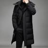 Winter Long Down Jacket Men's Light Fur Collar Hooded Windproof White Duck Down Warm Coat Korean Thick Snow Puffer Jacket