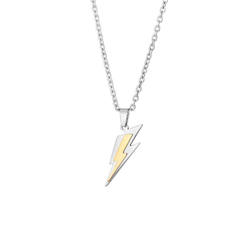 Stainless Steel Zeus Thunder Necklace Lightning Charm for Men and Women Hip Hop Trend Street Party Cool Jewelry Anniversary Gift