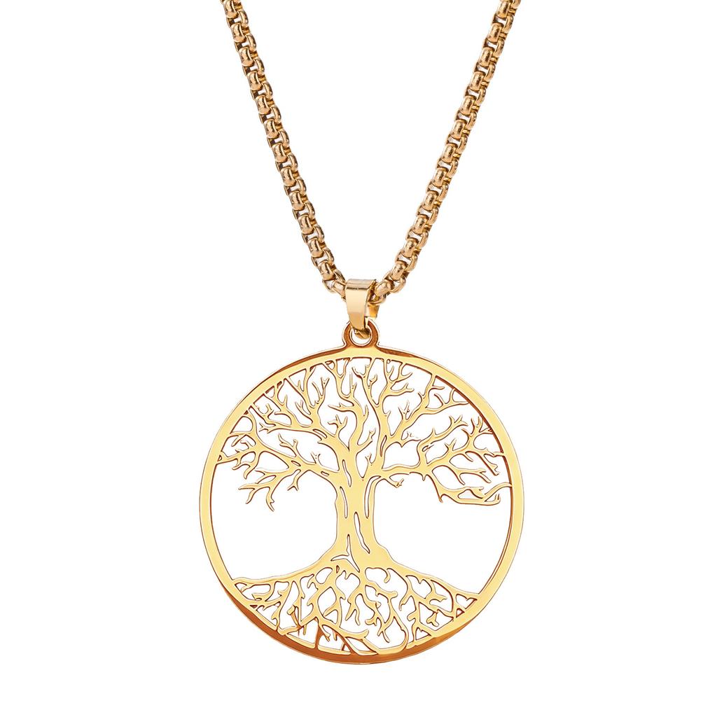 New Tree of Life Pendant Sweater Chain Retro Hollow Necklace Men's and Women's Fashion Accessories