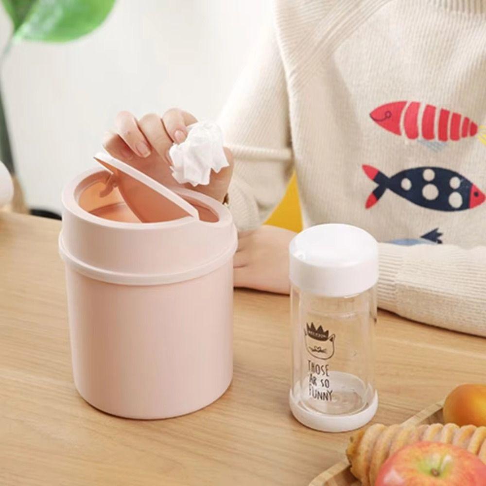 with Shake Cove Mini Trash Can Saves Space Storage Bucket Fashion Sundries Barrel  for Home Office