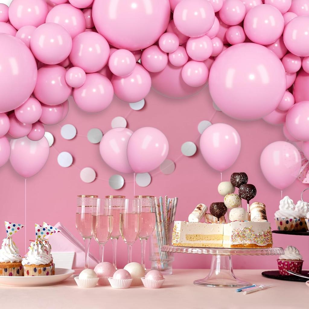 120PCS pink latex balloon set suitable for birthday parties, weddings, Valentine's Day party decorations