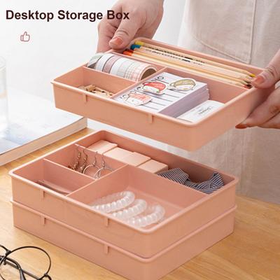 Desktop Storage Box Large Capacity Grid Design Space-saving Jewelry Stationery Sundries Storage Organizer Home Supply