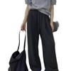 Women's Gray Wide-Leg Drawstring Pants - Autumn/Winter 2025 Slimming Casual Wear