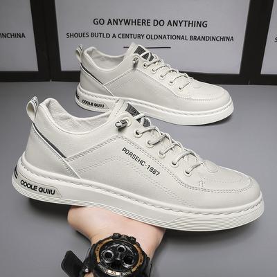 Herrenschuhe Neue Frühling Herren Freizeitschuhe aus Leder Koreanische Mode All-Matching Sportliche Modische Schuhe Herren Klein Weiß