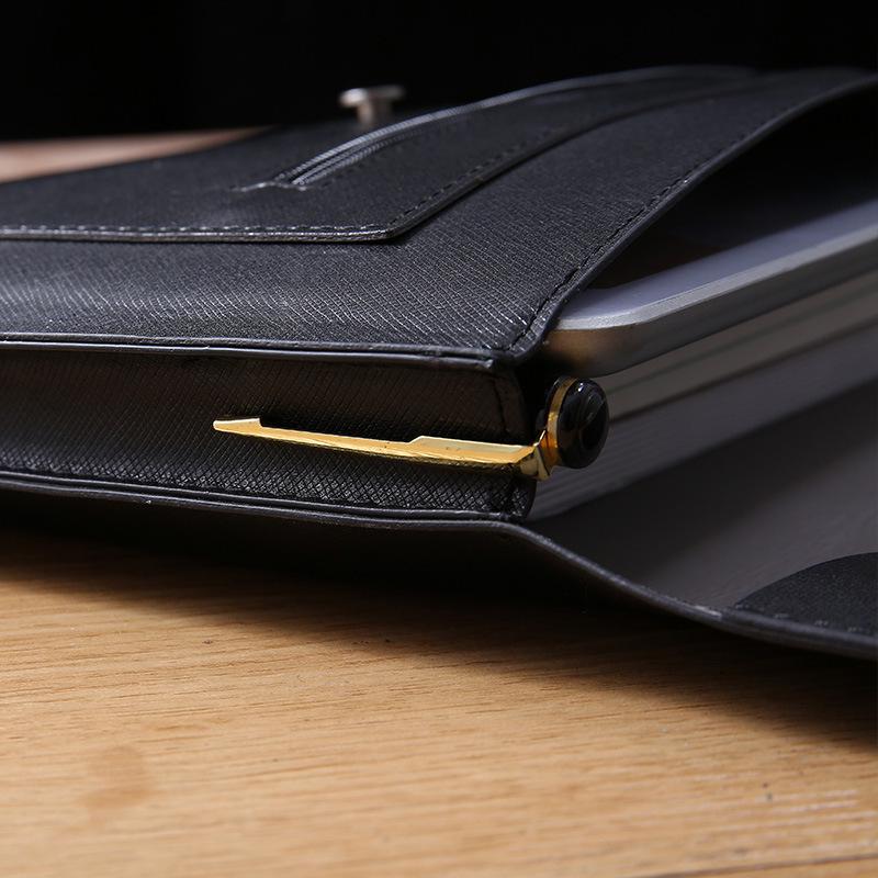 A4 Imitation Leather Business File Bag - Large Capacity Briefcase with Customizable Enterprise Logo