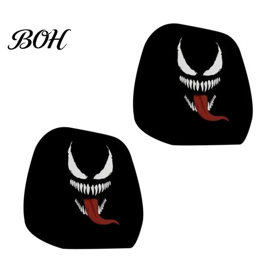 Protective Auto Headrest Protectors Halloween Car Cover, Scary Pattern Print Stretchable Universal Fit Interior Decor Protector, Breathable Polyester