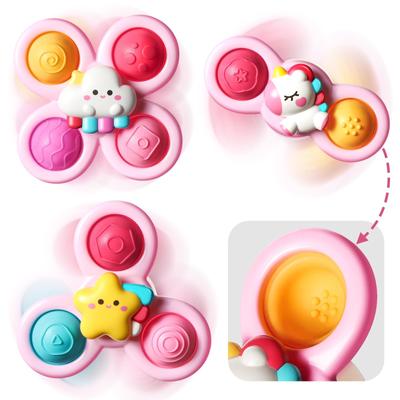 Handspinner Baby Badespielzeug 0 mit Saugnapf Spielzeug 3er Set (Einhorn Pink)