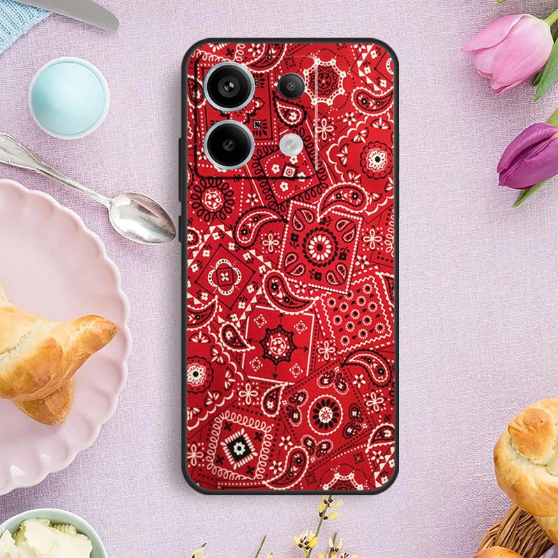Rode Bandana Paisley Telefoonhoesje Voor Redmi Note 13 9 10 11 12 Pro Plus 10S 11S 12S Redmi 12 9C 10C 12C 13C Hoes