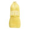 Cross-border popular sexy mesh neck dress for women's summer backless slim and thin pleated hip-wrapped short skirt