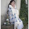 Long Cape Shawl with Cheongsam Outerwear Fleece-lined Thickened Jacket Tassel Top