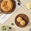 1PCS Round Wooden Cake Stand with Glass Dome Lid -Wood Serving Tray for Dim Sum Pastries & Desserts for Dining Room Cake Tray