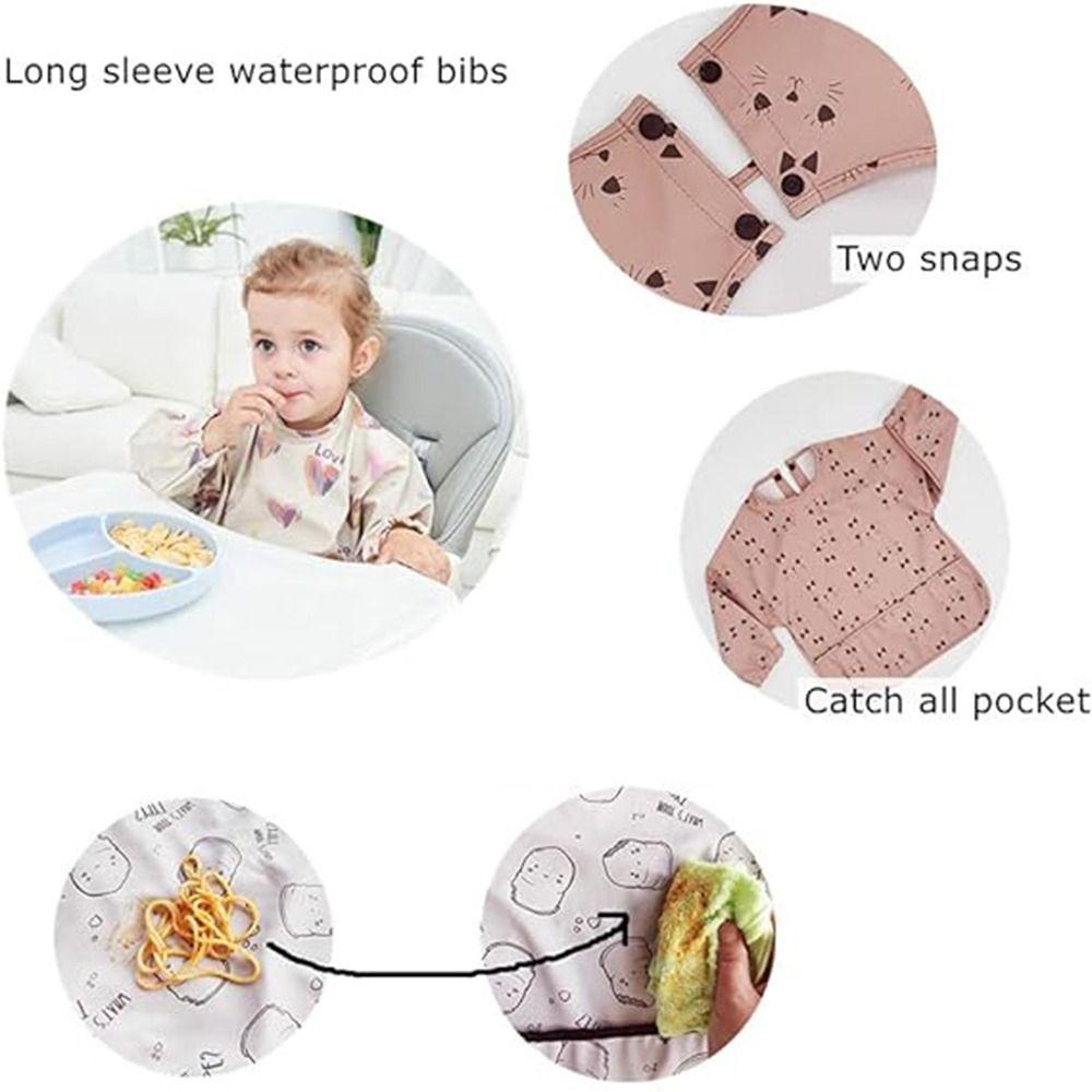 Full Sleeve Bib Outfit Machine Washable Full Coverage Apron Soft Mess Proof Baby Bib  Eating