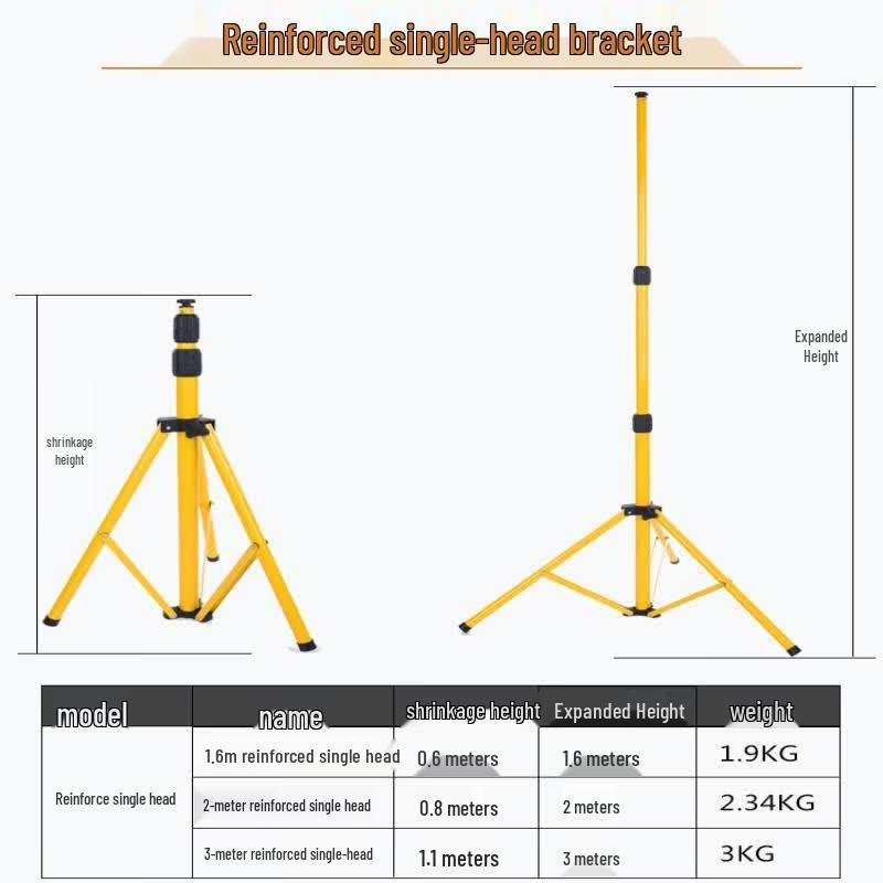 Jundingying Portable 3-Head LED Emergency Floodlight with Adjustable Stand