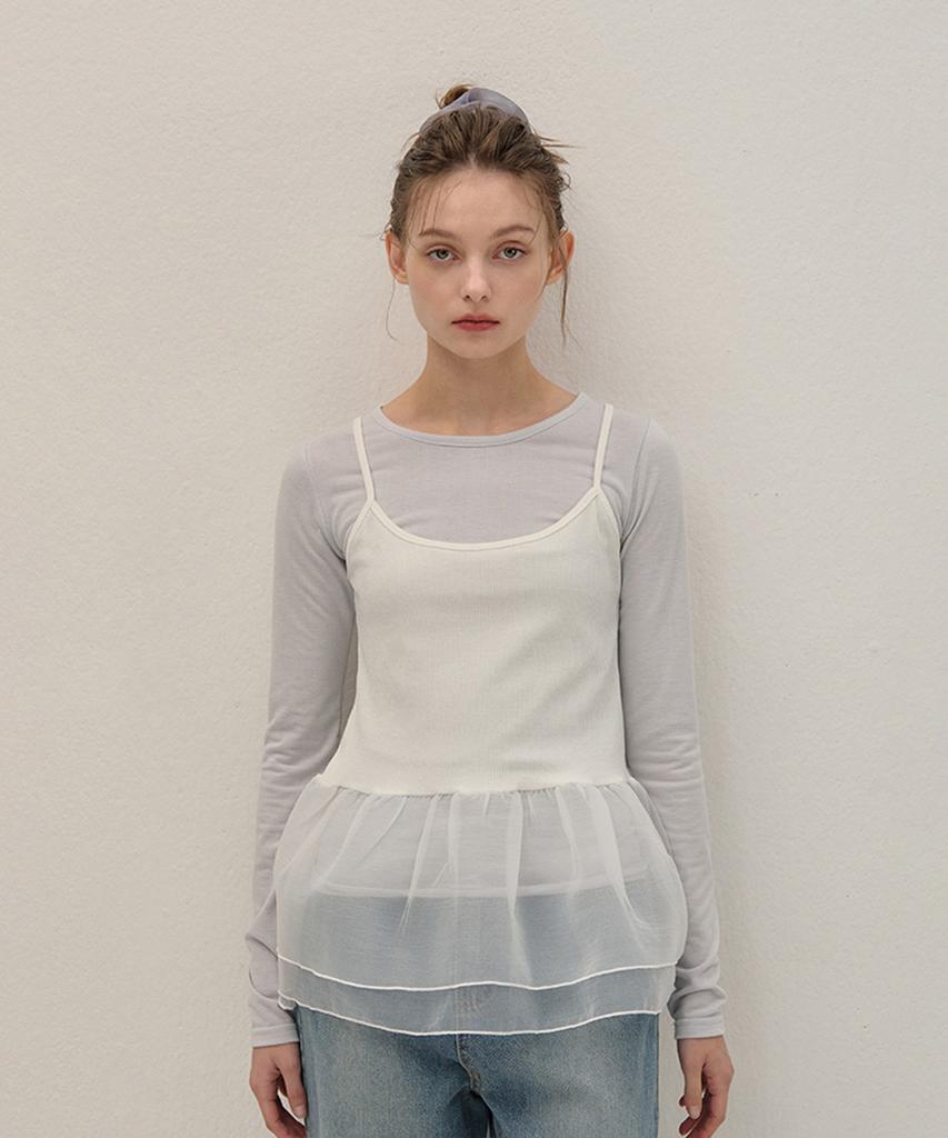 Kamino Organza Sleeveless Blouse White