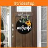 Decorative Welcome Sign Wreath With Stylish Bow And Colorful Sunflower For Holidays
