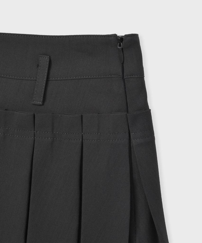 Pallet Double Layered Pleated Skirt Charcoal