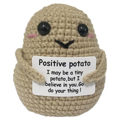 Crocheted Positive Potato Toy Emotional Support Cute Crocheting Knitting Positive Life Vegetable Doll Stress Relief Comforting Handwoven Ornament