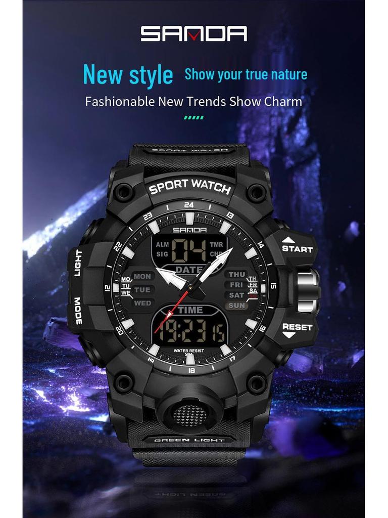 Sanda Youth Fashion Luminous Waterproof Shockproof Alarm Men's Watch