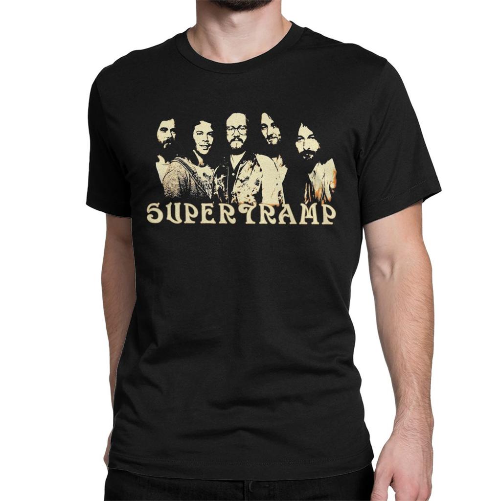 Supertramp T Shirt for Men Pure Cotton Funny T-Shirts Crew Neck Tees Short Sleeve Clothing Summer