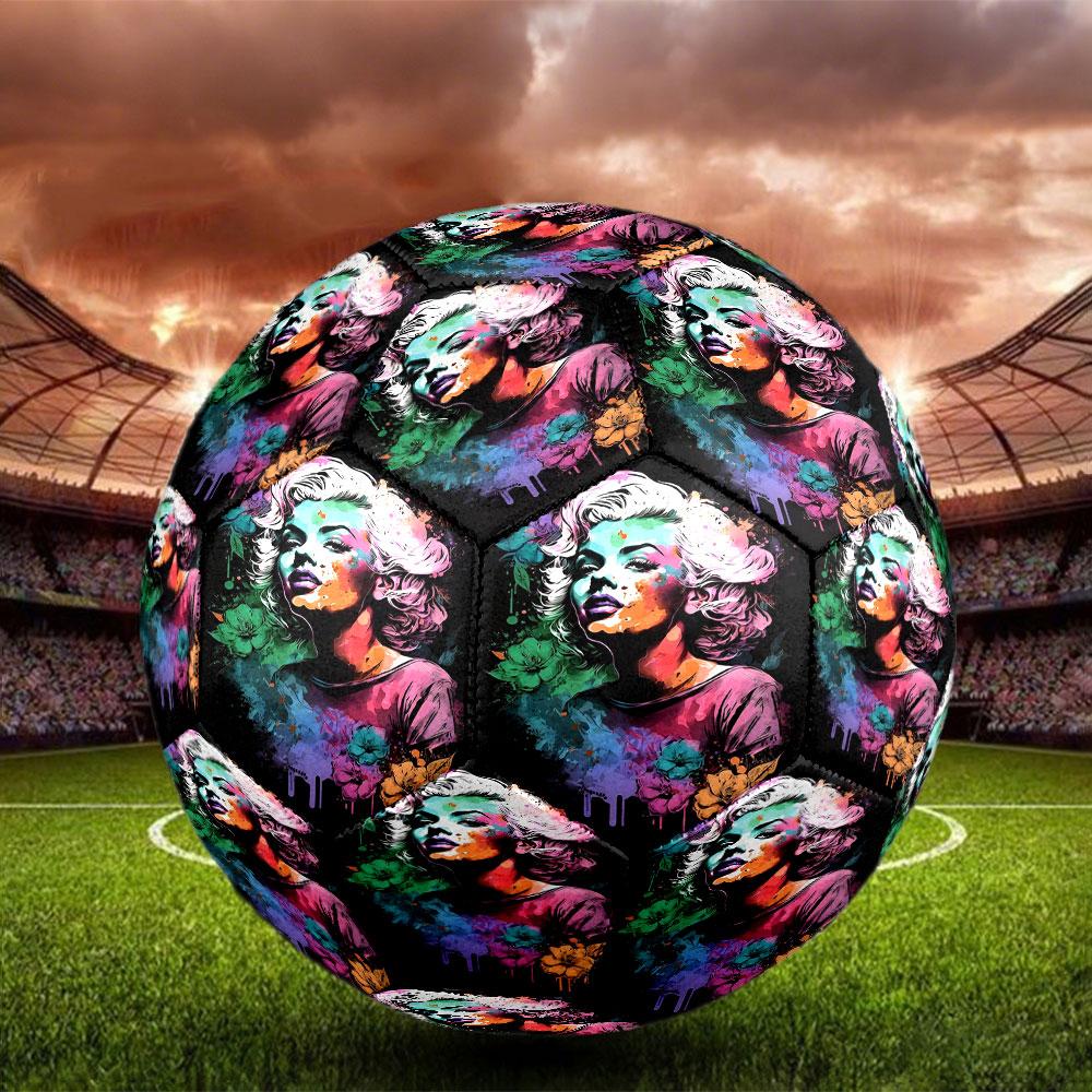 Marilyn Monroe Print Size 5 Soccer Ball, Standard Match Football for Sports Game and Team Practice, Ideal Gift for Soccer Fans