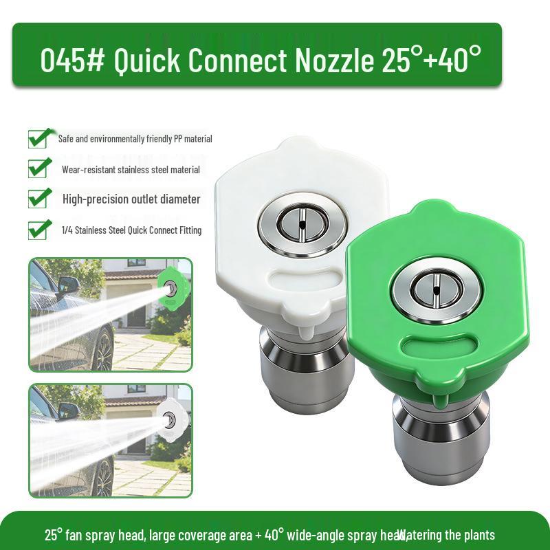 1/4 Quick Connect Colored Fan-Shaped High-Pressure Washer Nozzle with Stainless Steel and Rubber Sleeve