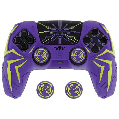 PlayVital Silikonskydd för PS5 Cyber Spider Inkluderar 2 tumgreppskåpor och 6 Kompatibel med Laddningsstation Lila Grön Handkontroll,