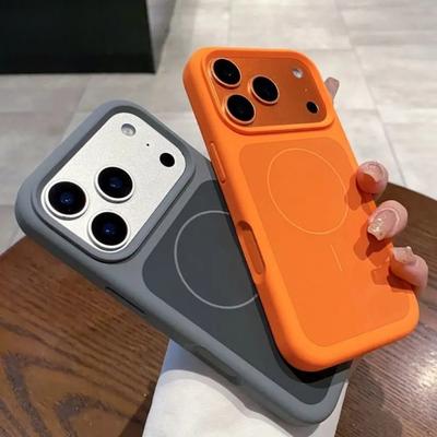 Original Pure Color Liquid Silicone for Magsafe Case For iPhone 17 Pro 17 Pro Max Large Window Skin Feeling Shockproof Cover