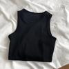 Women Summer Vest Round Neck Sleeveless Bottom Tops Slim Fit Tank Tops Solid Color Cropped