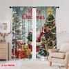 2pcs,2D Plane Printing Popular Curtain Panels Festive Wonderland Versatile Durable Polyester (without Rod) Decorations Inside