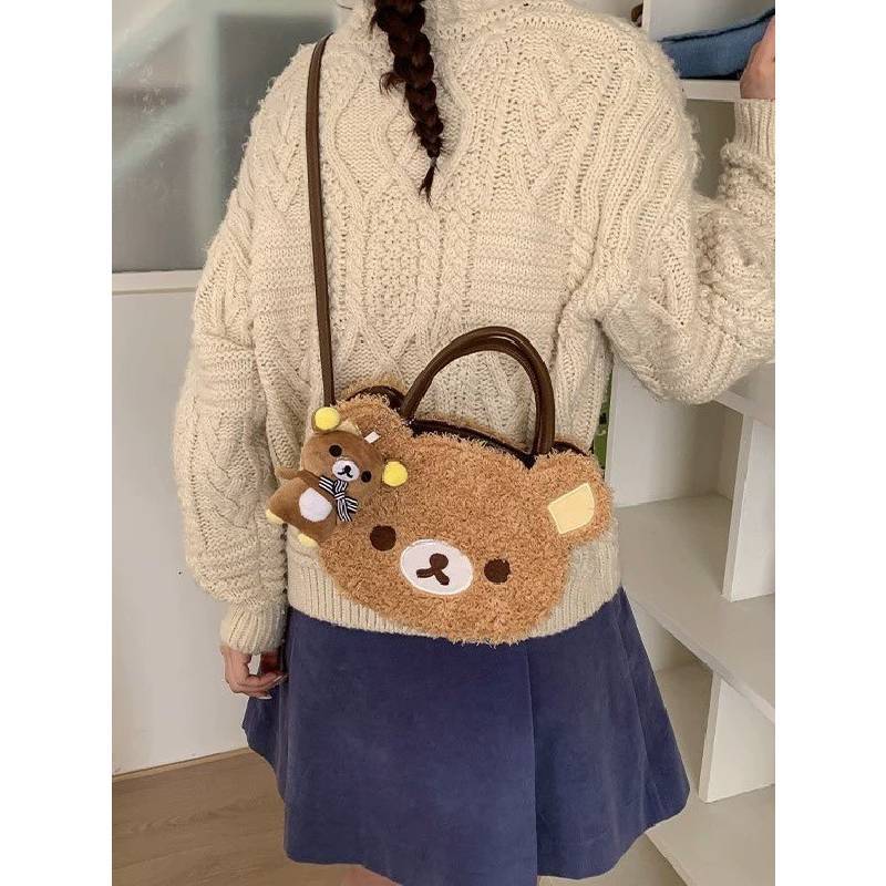 Rilakkuma Plush Cartoon Shoulder Bag For Daily Use With Storage For Teens And Women