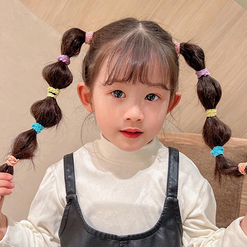 50Pcs Hair Ties Girls Candy Color Elastic Hair Band Baby Cute Trendy Comfortable Headwear Hair Ties Kid Hair Accessories
