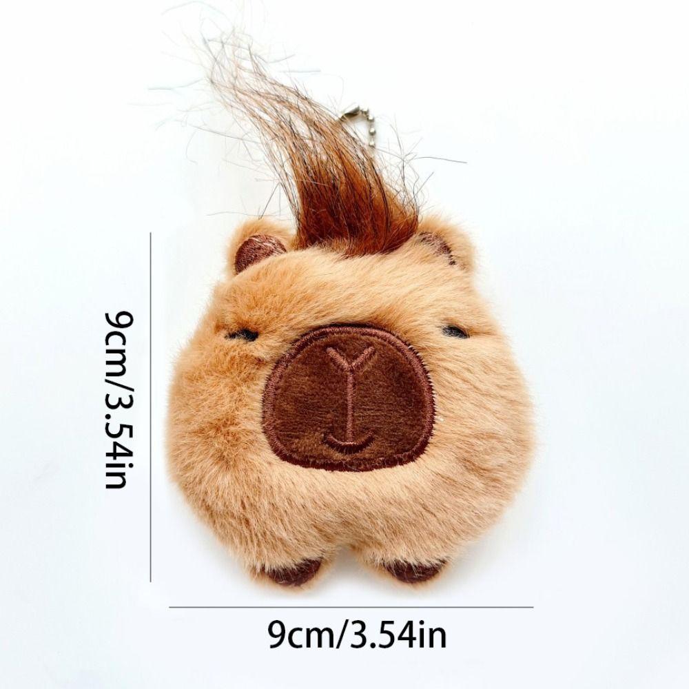 Anime Squeeze Capybara Keychain with Hair Chirping Kapibara Pendant Squeak Capibara Doll Kids