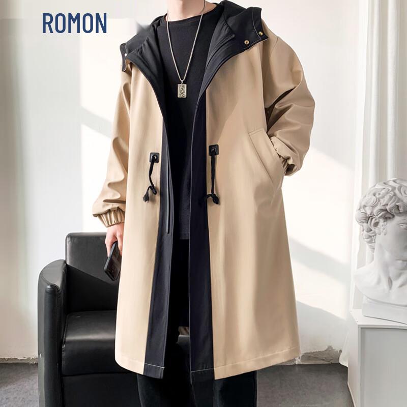 

Romon Men s Autumn/Winter Mid-Length Trench Coat L