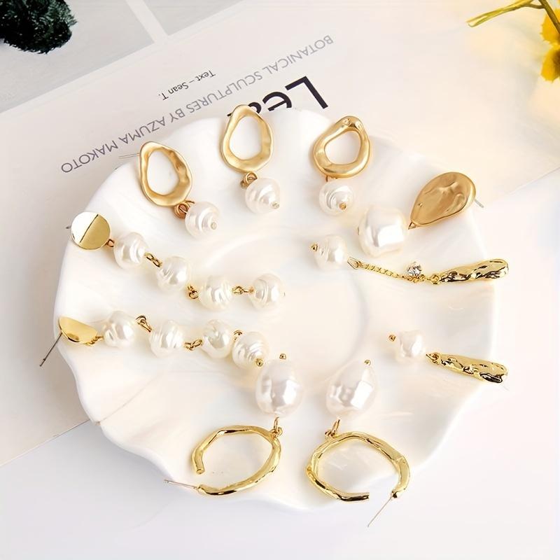 Luxuriöse Perlen-Ohrhänger Matte Metall-Ohrhänger Retro Chic Perlenschmuck