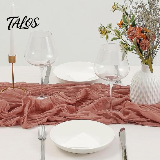 Eleganter Tischläufer für Geburtstage Mullläufer, Rustikal Boho 35 x 118 Zoll Besondere Anlässe Einfarbige Knitteroptik Hochzeitsparty Braut