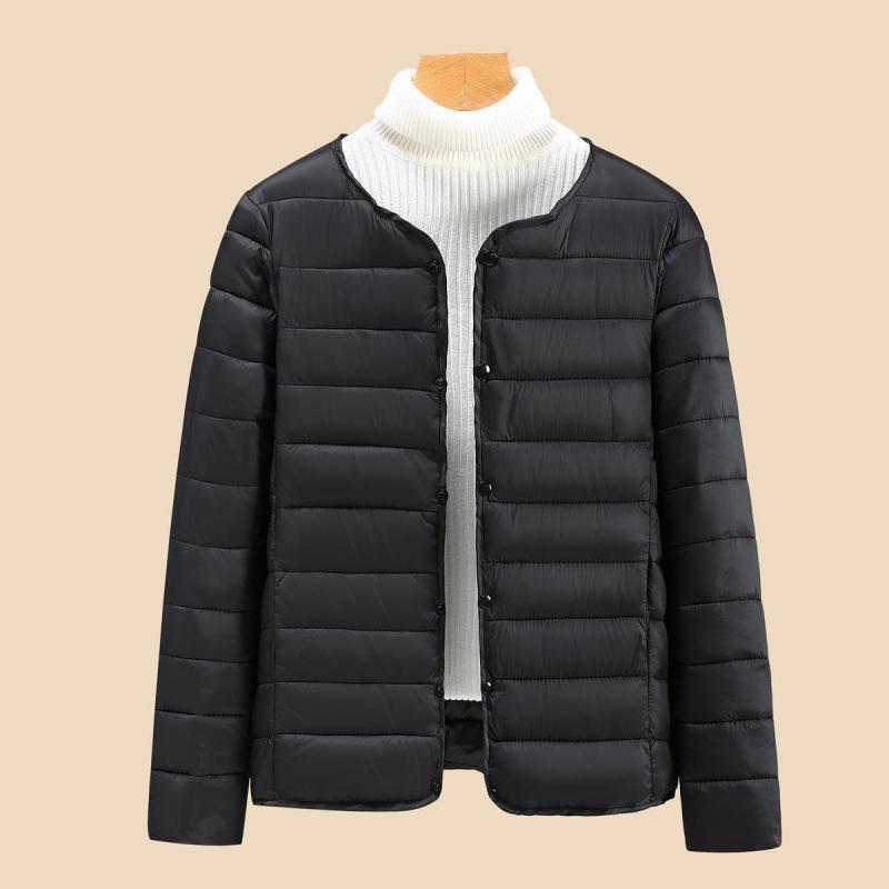 

Cotton-padded Jacket Women s Short Thin Liner Spring and Autumn Ladies Cotton-padded Jacket Cotton-padded Women s Coat 5XL чёрный
