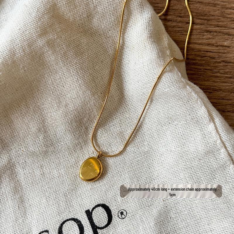 Goldbarren Bohnen Halskette - Edelstahl, Nischendesign, Schlichte Schlüsselbeinkette, Vielseitiger Modeschmuck