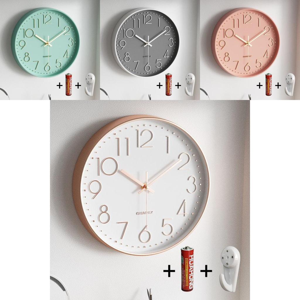 Modern Round Quartz Wall Clock With Silent Motion For Living Room Decor
